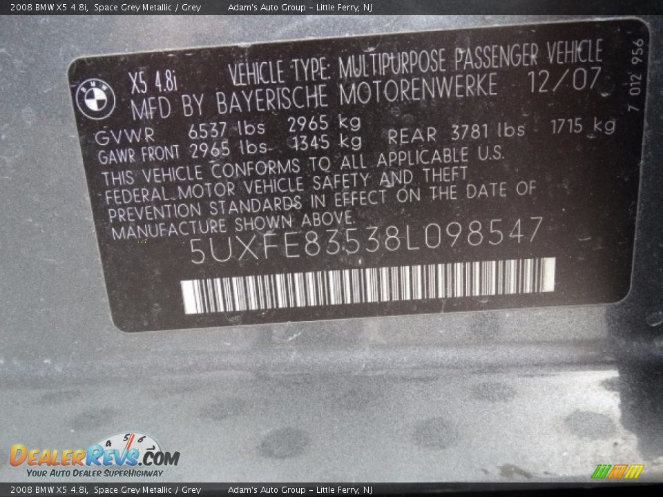 2008 BMW X5 4.8i Space Grey Metallic / Grey Photo #30