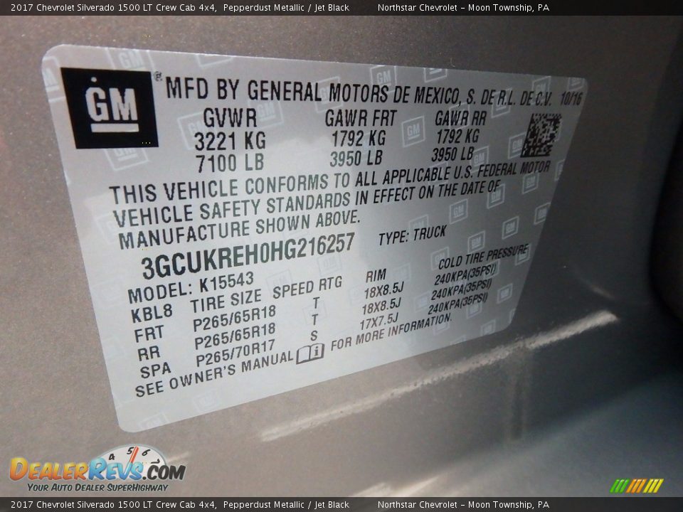 2017 Chevrolet Silverado 1500 LT Crew Cab 4x4 Pepperdust Metallic / Jet Black Photo #28
