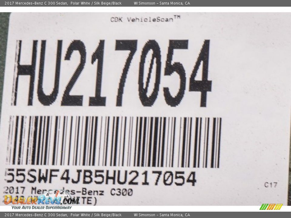 2017 Mercedes-Benz C 300 Sedan Polar White / Silk Beige/Black Photo #8