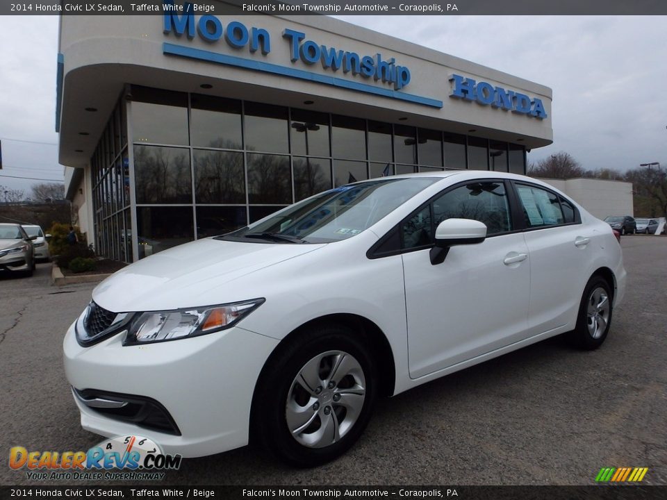 2014 Honda Civic LX Sedan Taffeta White / Beige Photo #1