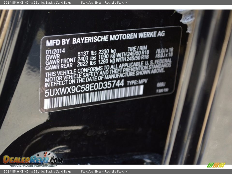 2014 BMW X3 xDrive28i Jet Black / Sand Beige Photo #34