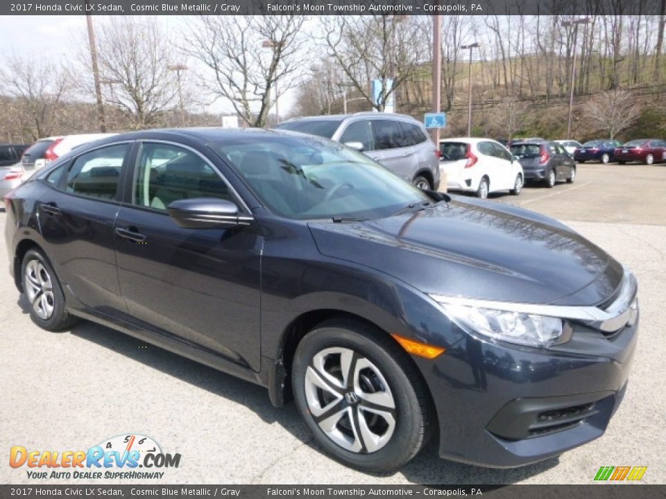 2017 Honda Civic LX Sedan Cosmic Blue Metallic / Gray Photo #5