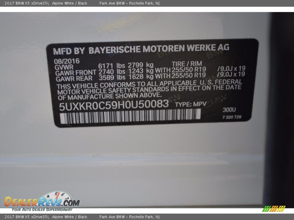 2017 BMW X5 xDrive35i Alpine White / Black Photo #35