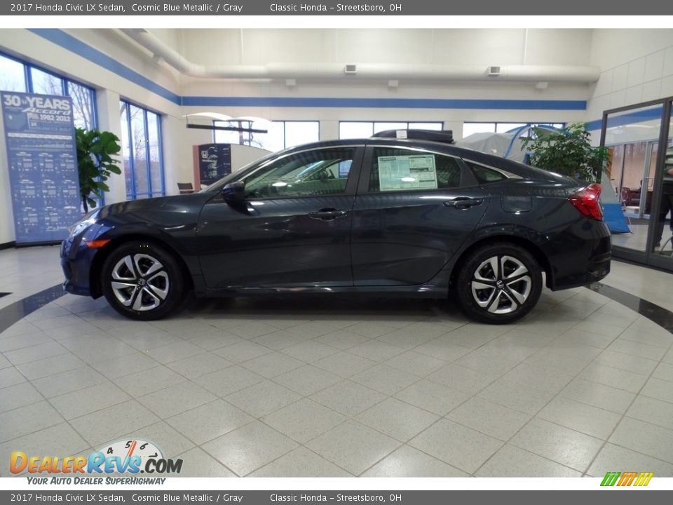 2017 Honda Civic LX Sedan Cosmic Blue Metallic / Gray Photo #3