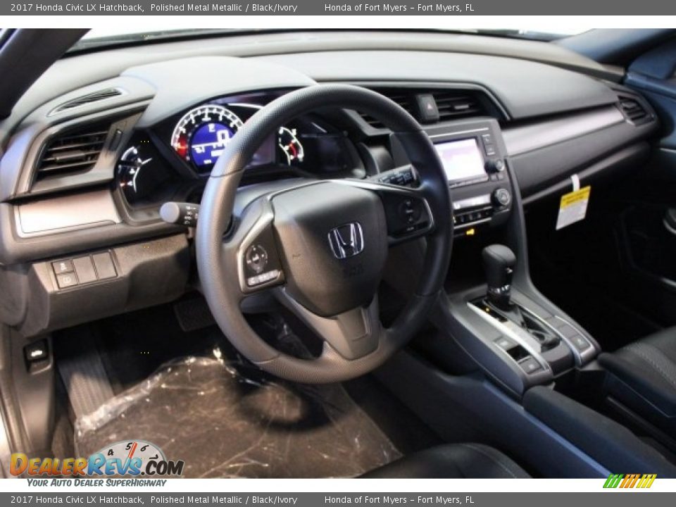 2017 Honda Civic LX Hatchback Polished Metal Metallic / Black/Ivory Photo #10