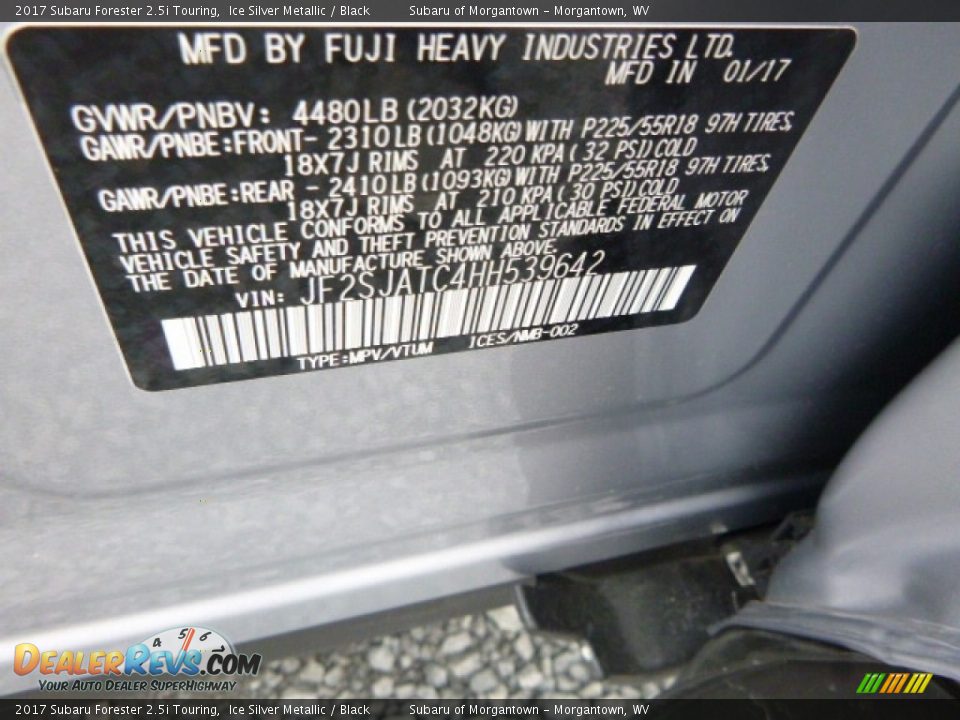 2017 Subaru Forester 2.5i Touring Ice Silver Metallic / Black Photo #16