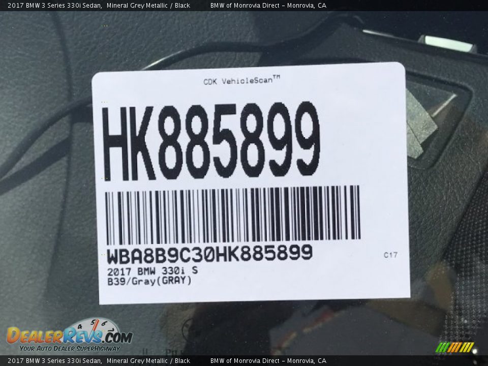 2017 BMW 3 Series 330i Sedan Mineral Grey Metallic / Black Photo #11
