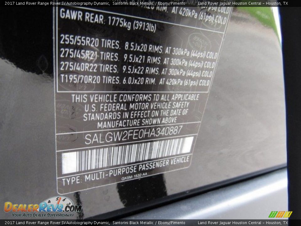 2017 Land Rover Range Rover SVAutobiography Dynamic Santorini Black Metallic / Ebony/Pimento Photo #22