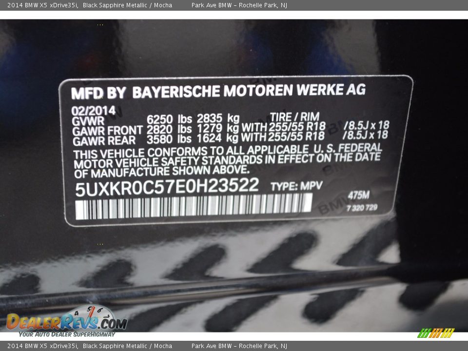 2014 BMW X5 xDrive35i Black Sapphire Metallic / Mocha Photo #35
