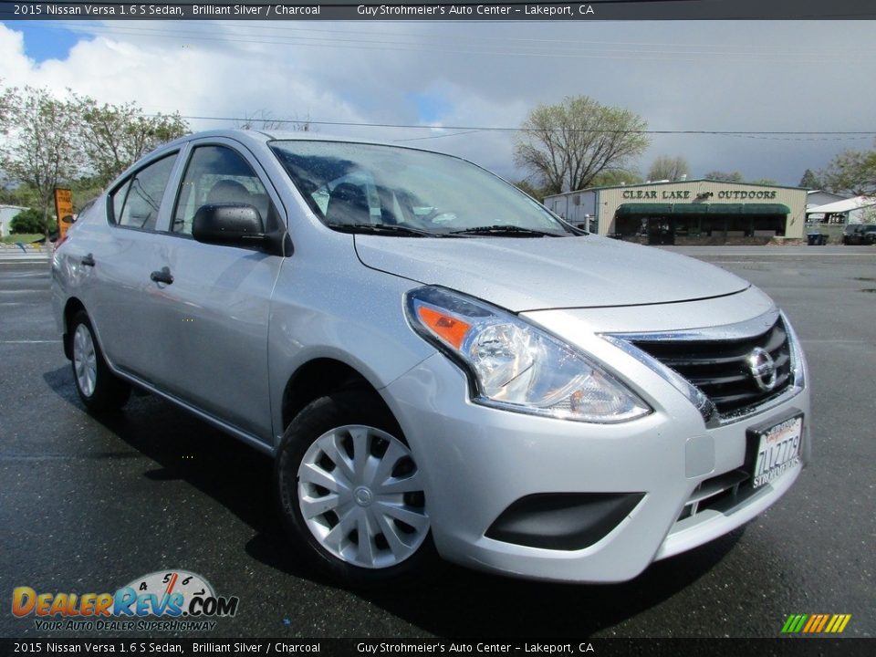 2015 Nissan Versa 1.6 S Sedan Brilliant Silver / Charcoal Photo #1