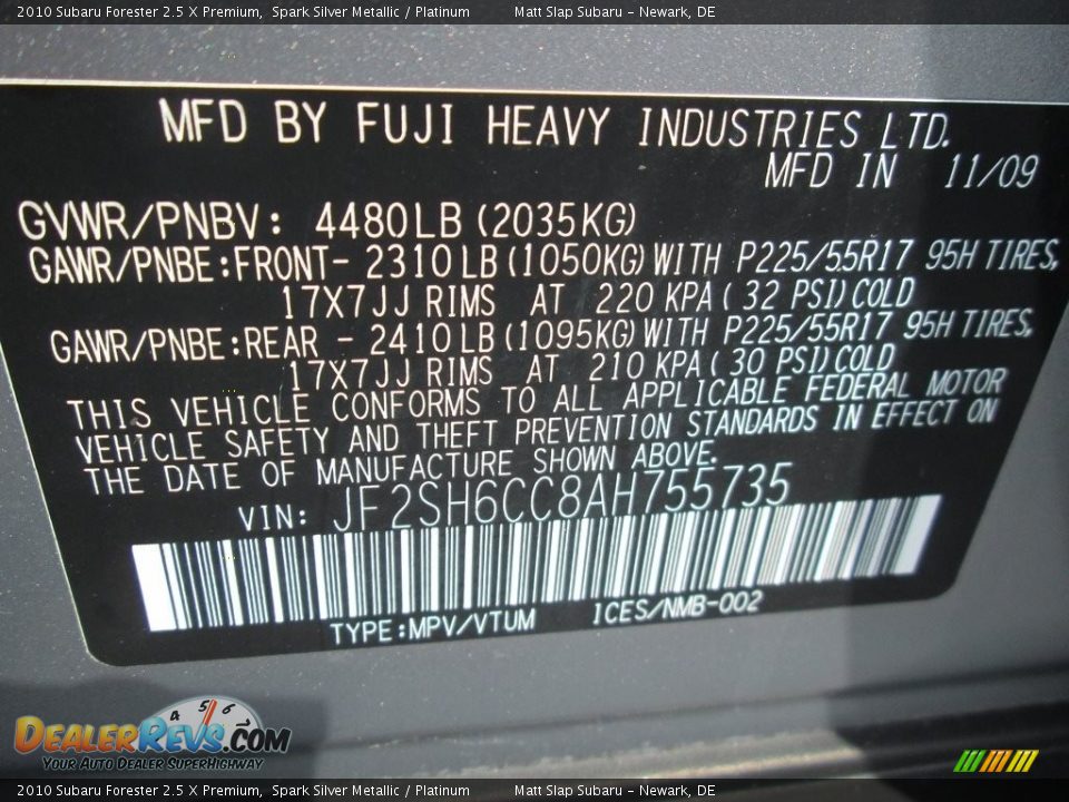 2010 Subaru Forester 2.5 X Premium Spark Silver Metallic / Platinum Photo #29