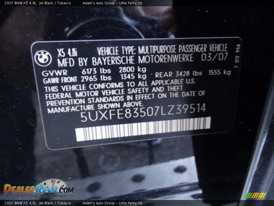 2007 BMW X5 4.8i Jet Black / Tobacco Photo #7