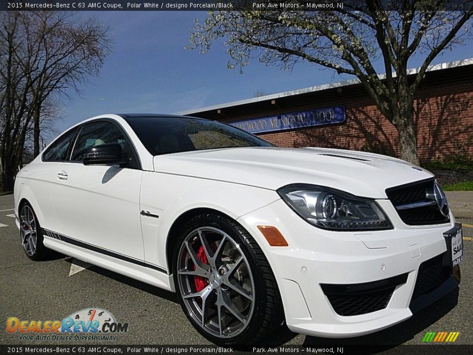 2015 Mercedes-Benz C 63 AMG Coupe Polar White / designo Porcelain/Black Photo #7