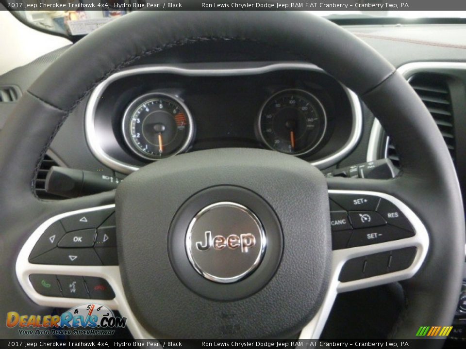 2017 Jeep Cherokee Trailhawk 4x4 Hydro Blue Pearl / Black Photo #13