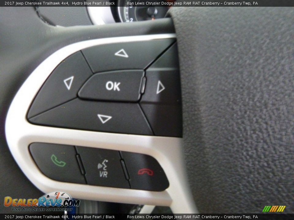 2017 Jeep Cherokee Trailhawk 4x4 Hydro Blue Pearl / Black Photo #15