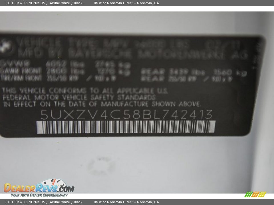 2011 BMW X5 xDrive 35i Alpine White / Black Photo #18