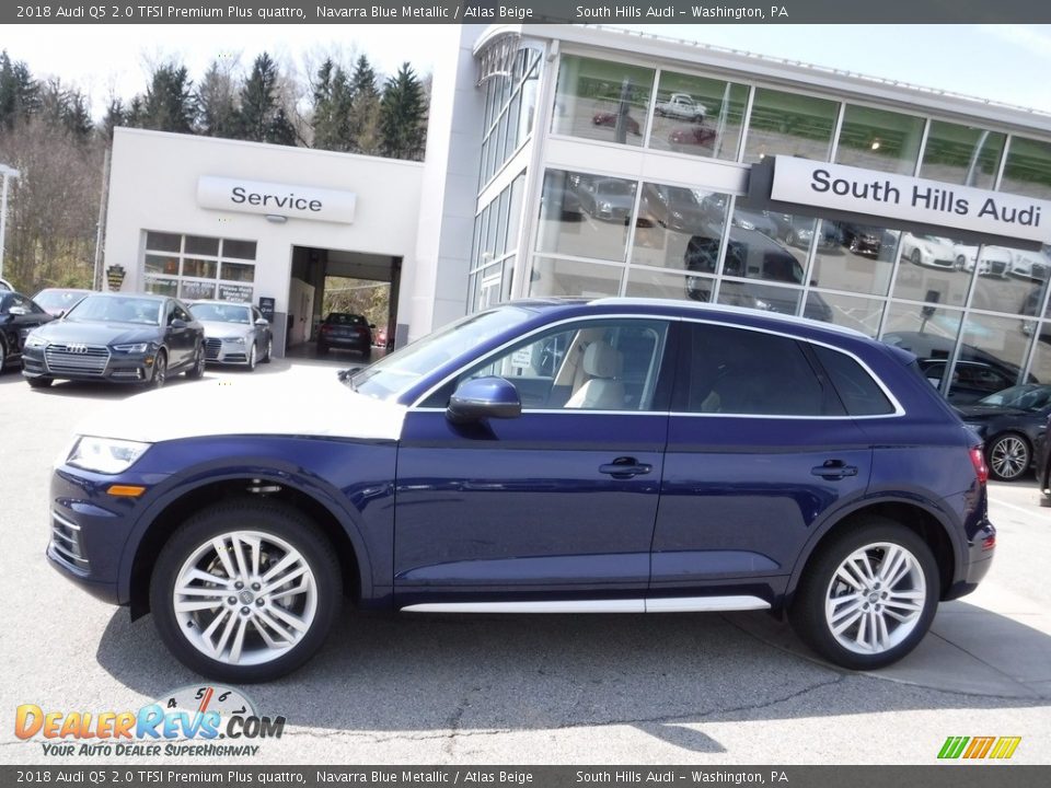 2018 Audi Q5 2.0 TFSI Premium Plus quattro Navarra Blue Metallic / Atlas Beige Photo #2