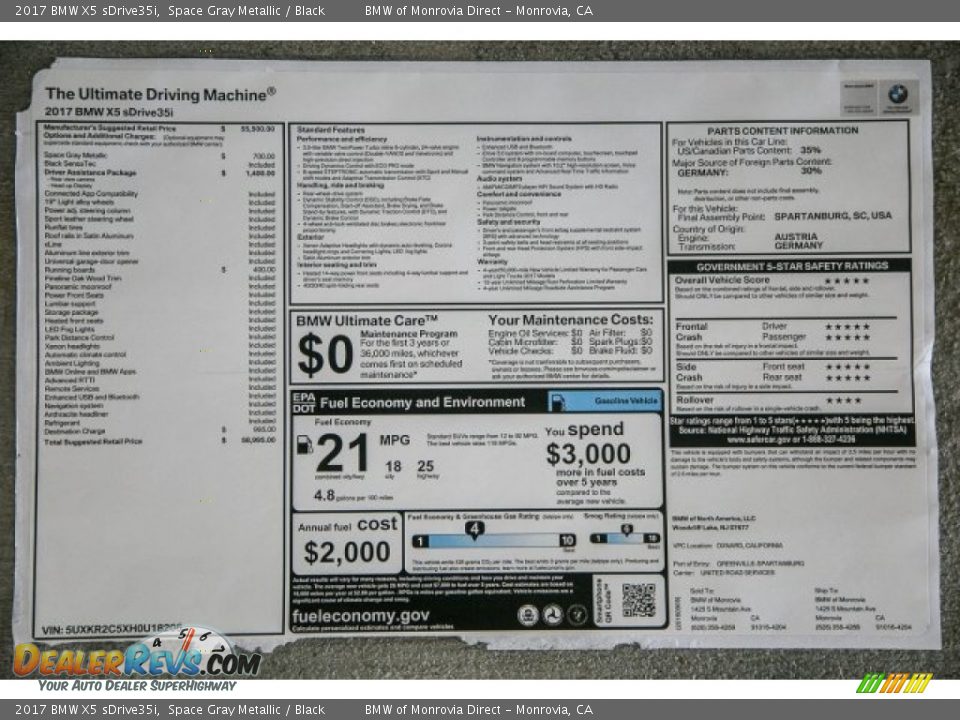 2017 BMW X5 sDrive35i Space Gray Metallic / Black Photo #11