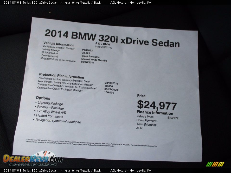 2014 BMW 3 Series 320i xDrive Sedan Mineral White Metallic / Black Photo #12