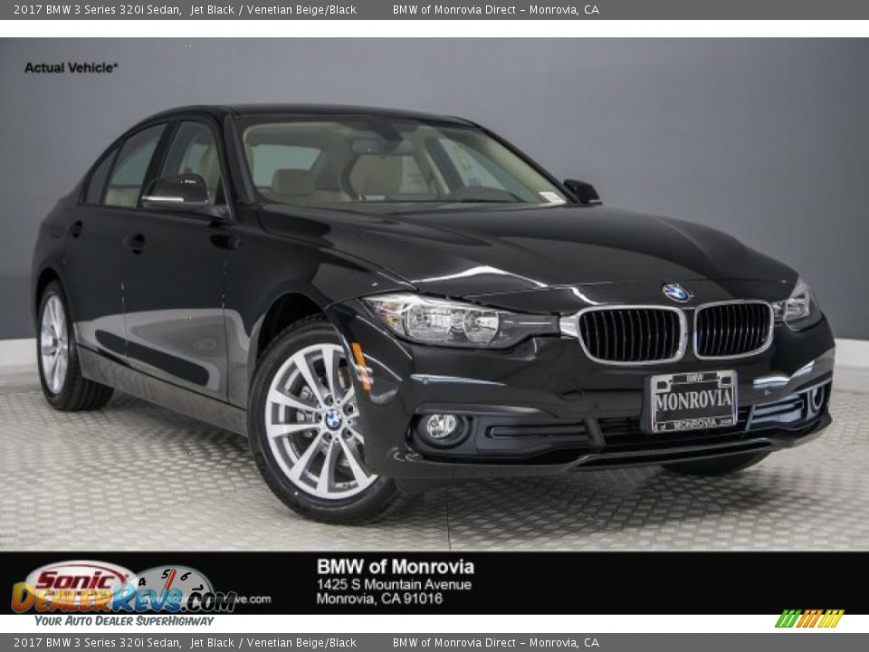 2017 BMW 3 Series 320i Sedan Jet Black / Venetian Beige/Black Photo #1