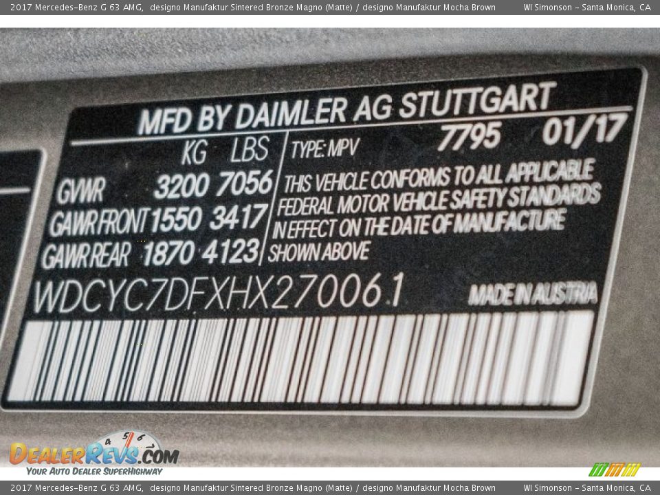2017 Mercedes-Benz G 63 AMG designo Manufaktur Sintered Bronze Magno (Matte) / designo Manufaktur Mocha Brown Photo #20