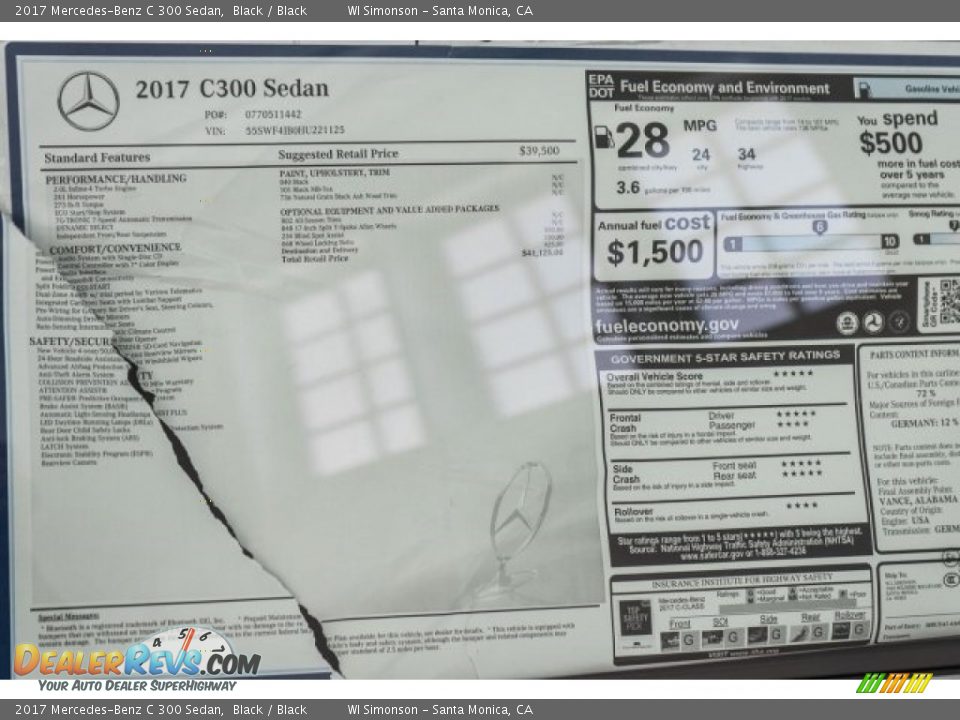 2017 Mercedes-Benz C 300 Sedan Black / Black Photo #11