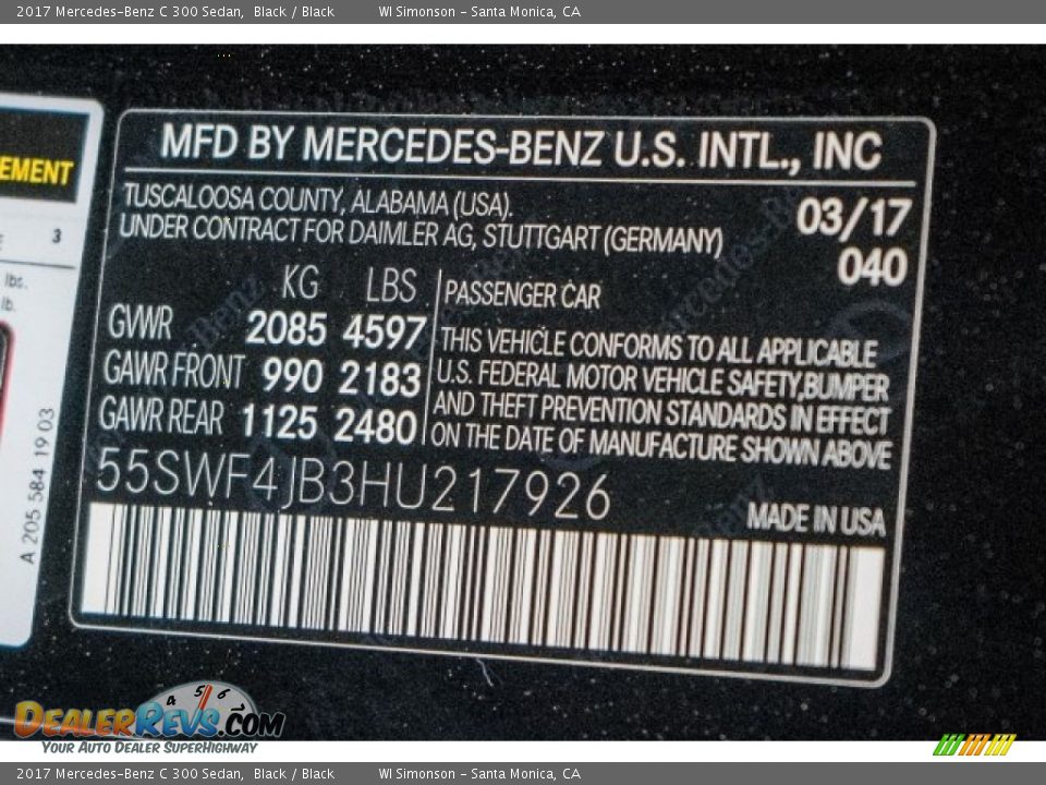 2017 Mercedes-Benz C 300 Sedan Black / Black Photo #6