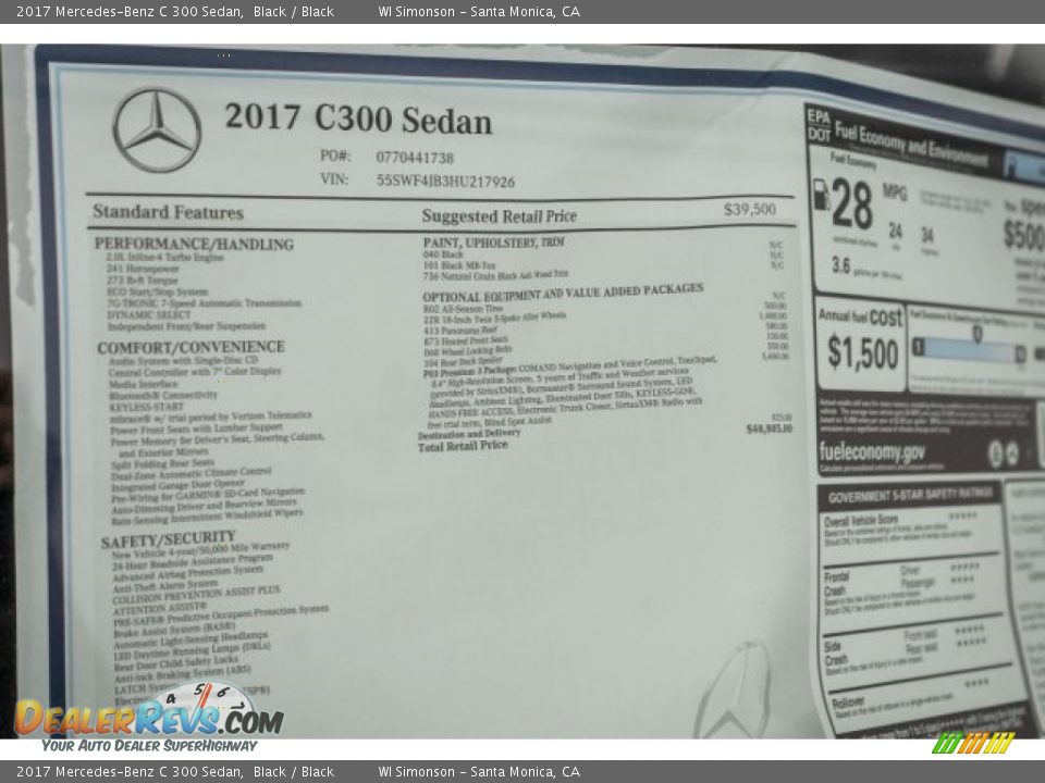 2017 Mercedes-Benz C 300 Sedan Black / Black Photo #11