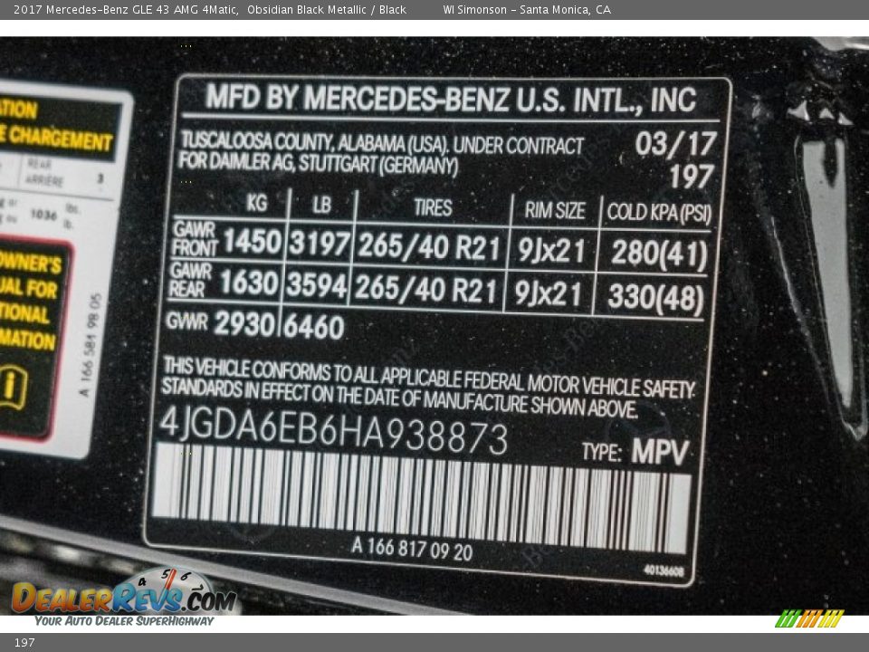 Mercedes-Benz Color Code 197 Obsidian Black Metallic