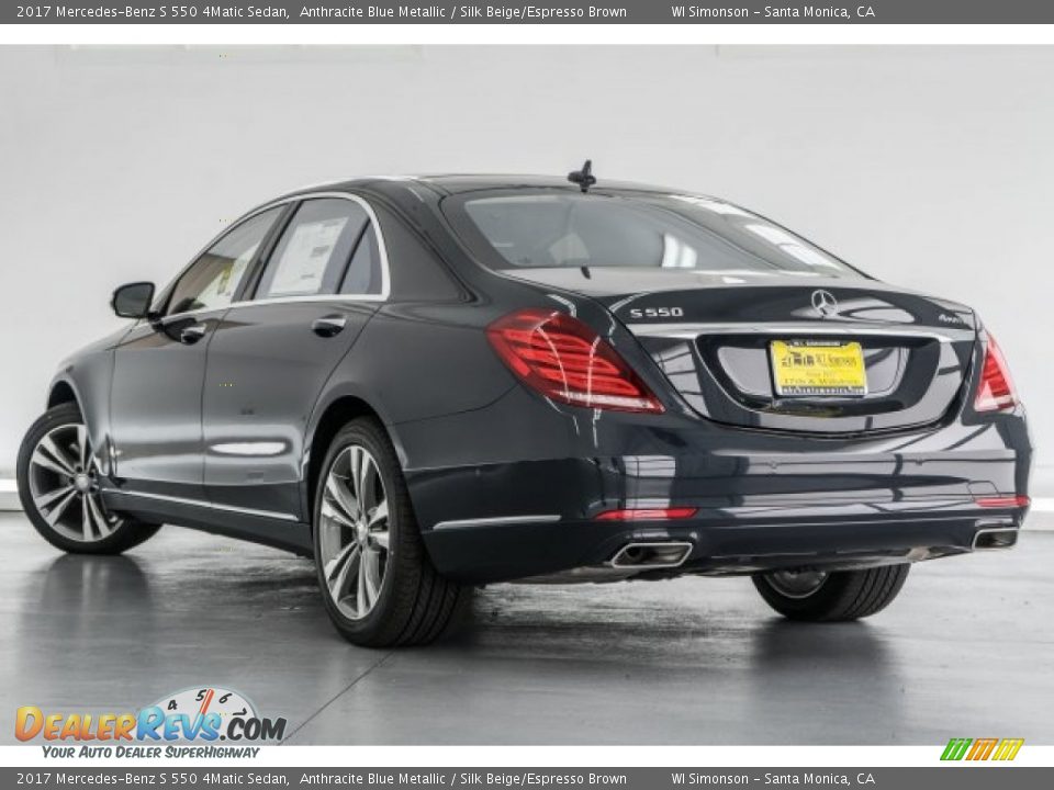 2017 Mercedes-Benz S 550 4Matic Sedan Anthracite Blue Metallic / Silk Beige/Espresso Brown Photo #3