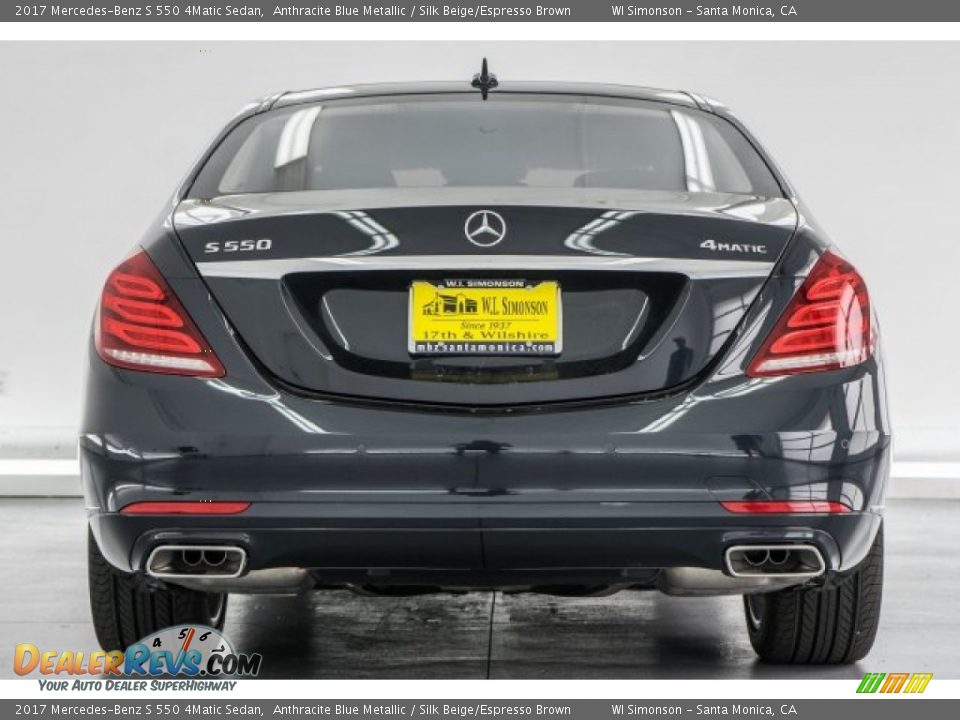 2017 Mercedes-Benz S 550 4Matic Sedan Anthracite Blue Metallic / Silk Beige/Espresso Brown Photo #4