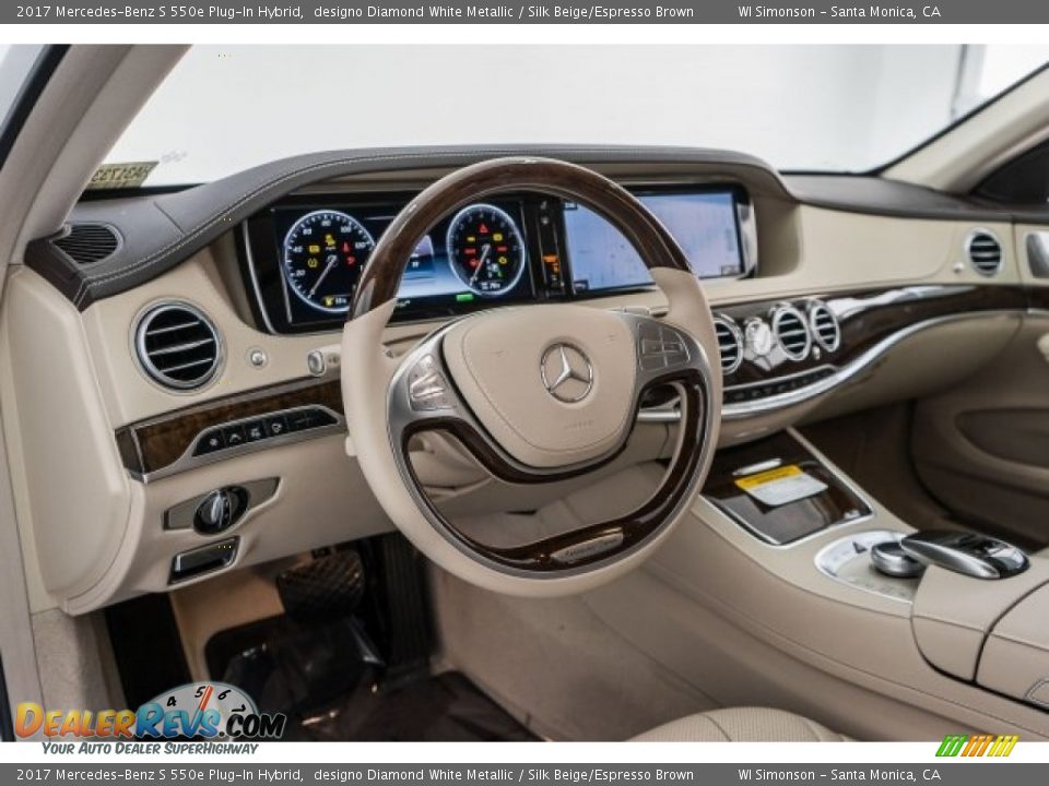 2017 Mercedes-Benz S 550e Plug-In Hybrid designo Diamond White Metallic / Silk Beige/Espresso Brown Photo #5
