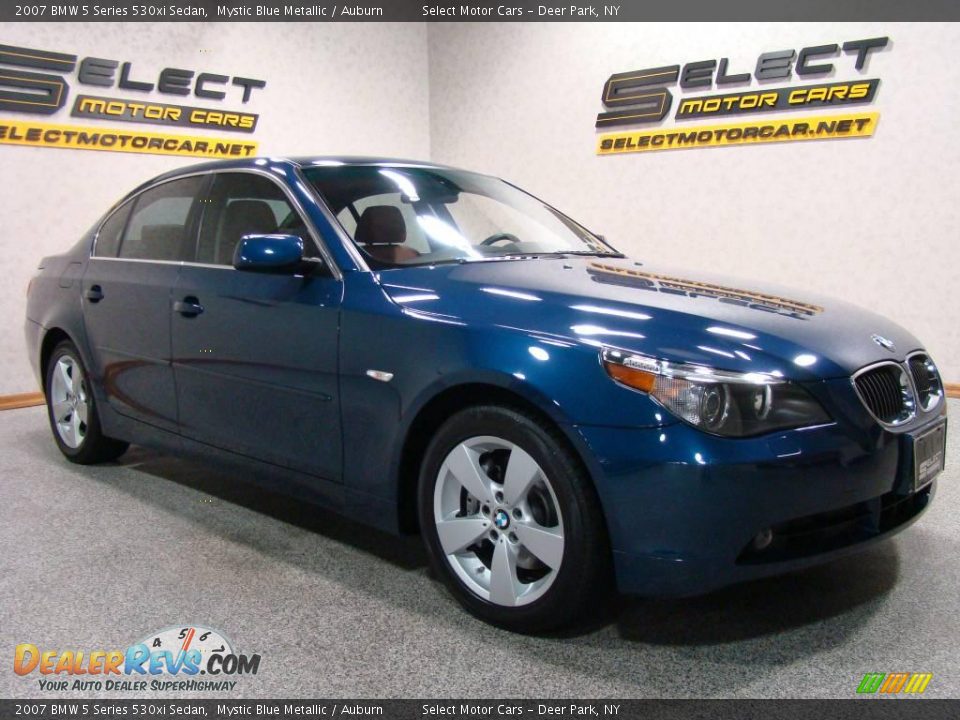 2007 BMW 5 Series 530xi Sedan Mystic Blue Metallic / Auburn Photo #3