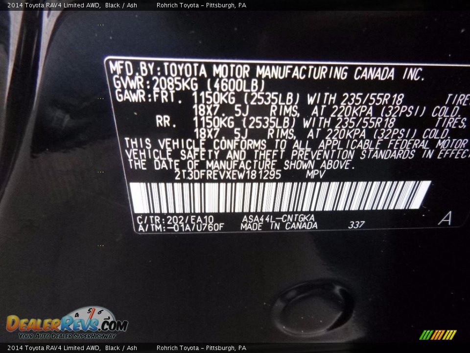 2014 Toyota RAV4 Limited AWD Black / Ash Photo #27
