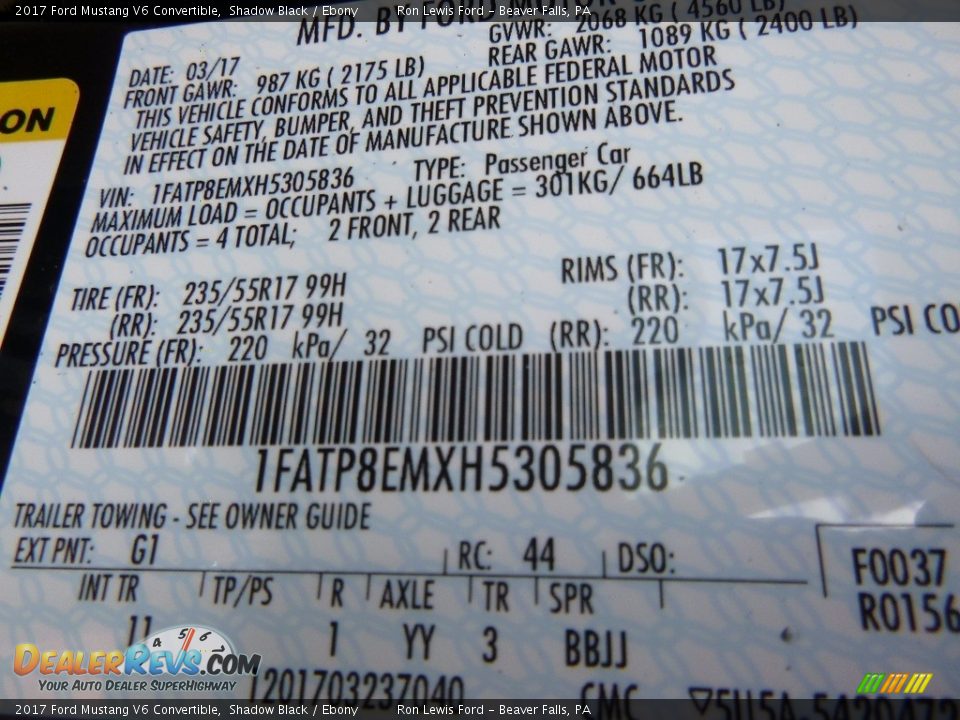 2017 Ford Mustang V6 Convertible Shadow Black / Ebony Photo #14