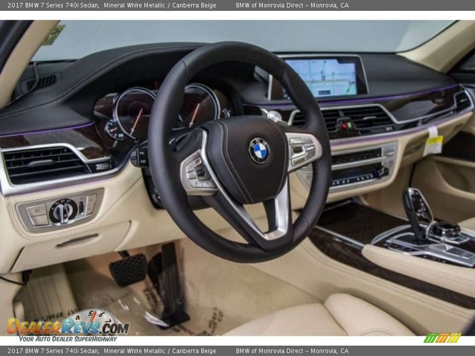 2017 BMW 7 Series 740i Sedan Mineral White Metallic / Canberra Beige Photo #5