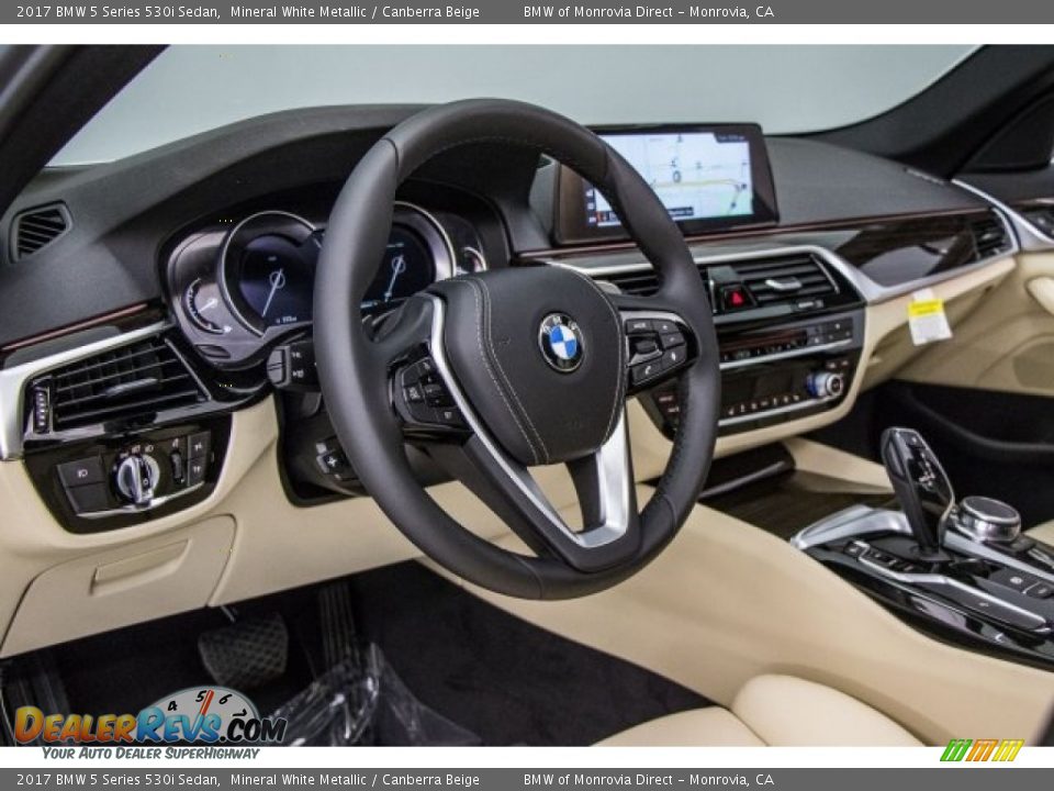 2017 BMW 5 Series 530i Sedan Mineral White Metallic / Canberra Beige Photo #5