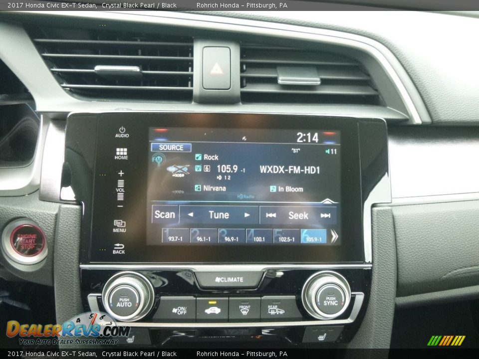 2017 Honda Civic EX-T Sedan Crystal Black Pearl / Black Photo #12