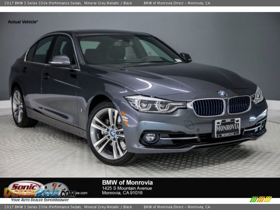 2017 BMW 3 Series 330e iPerfomance Sedan Mineral Grey Metallic / Black Photo #1