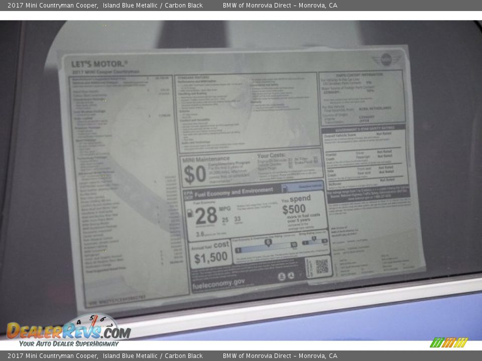 2017 Mini Countryman Cooper Island Blue Metallic / Carbon Black Photo #10