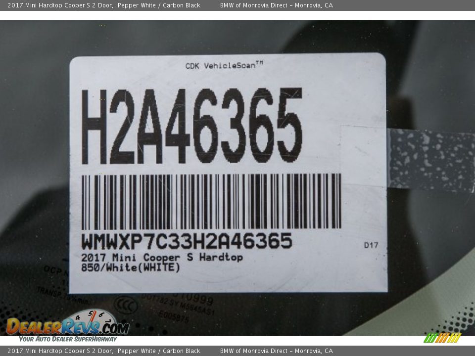 2017 Mini Hardtop Cooper S 2 Door Pepper White / Carbon Black Photo #11
