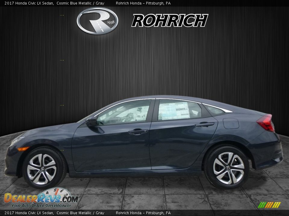 2017 Honda Civic LX Sedan Cosmic Blue Metallic / Gray Photo #3