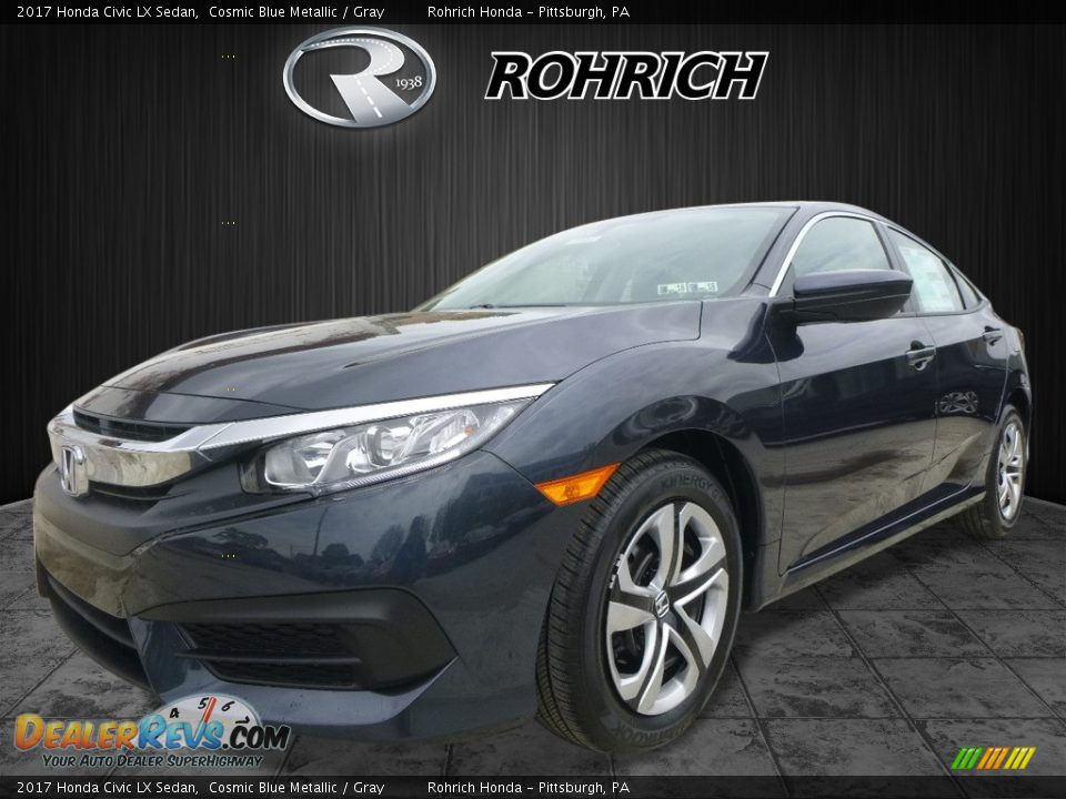 2017 Honda Civic LX Sedan Cosmic Blue Metallic / Gray Photo #4