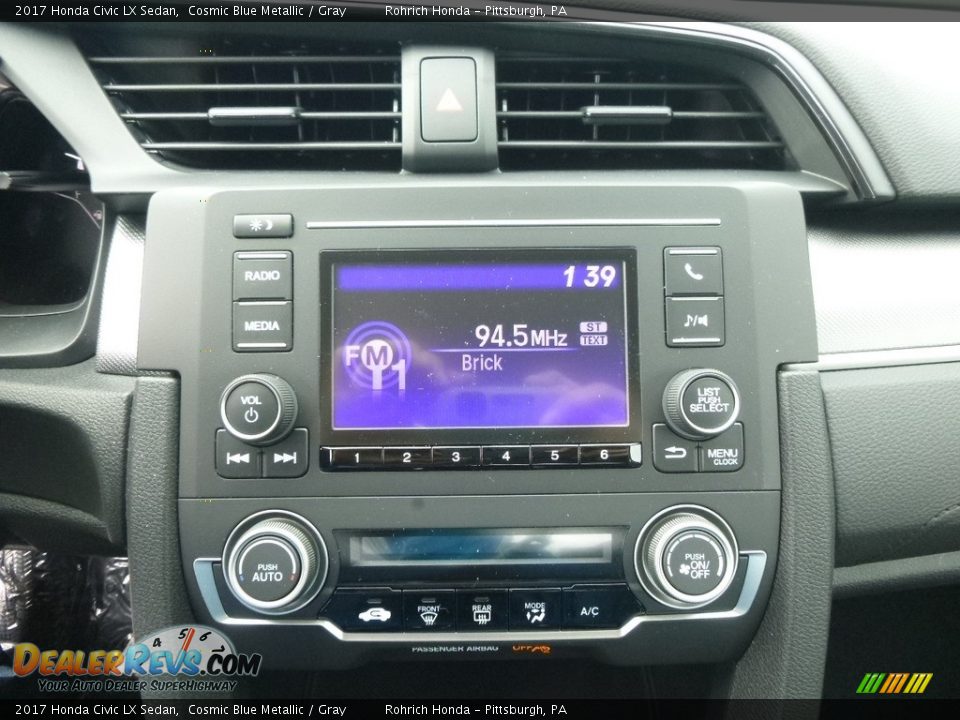 2017 Honda Civic LX Sedan Cosmic Blue Metallic / Gray Photo #11