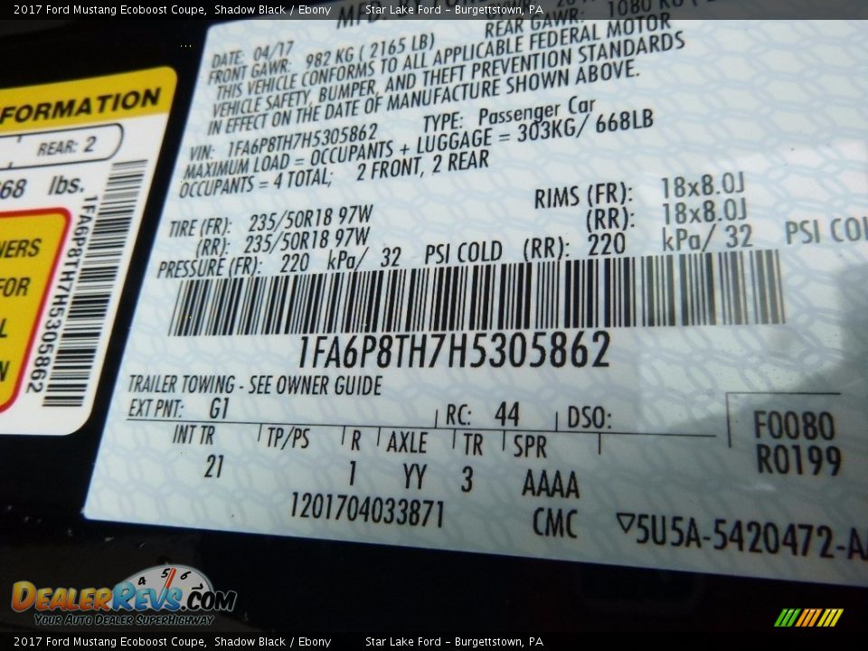 2017 Ford Mustang Ecoboost Coupe Shadow Black / Ebony Photo #13
