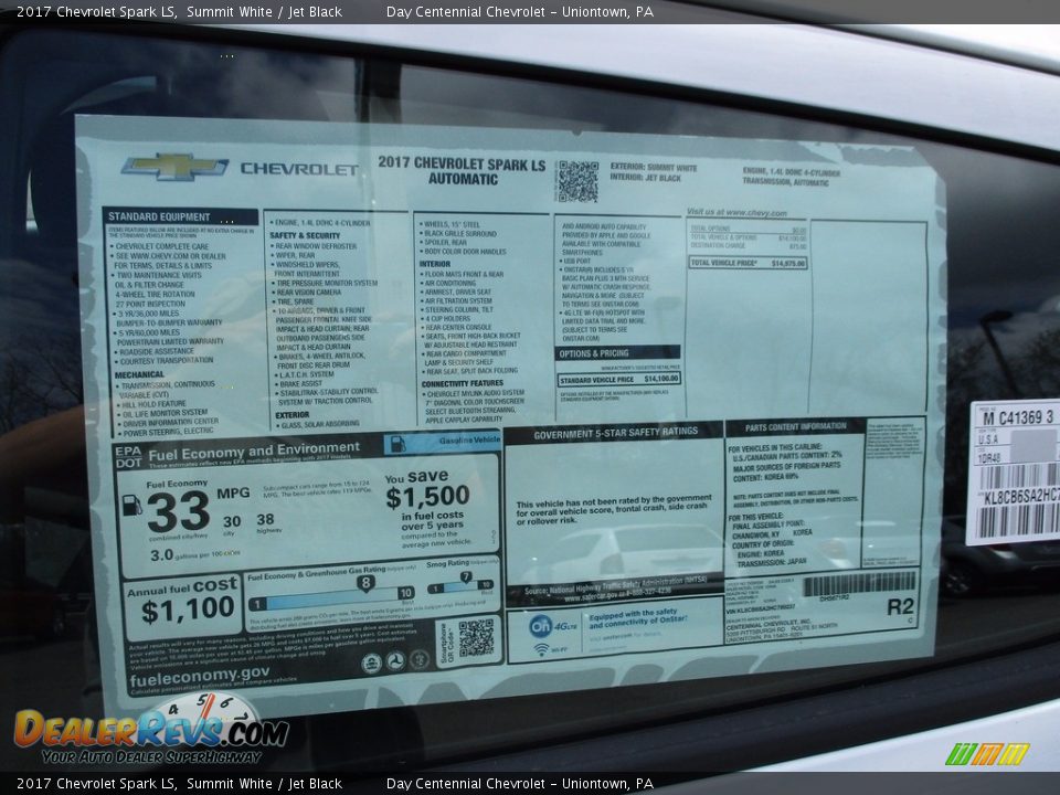 2017 Chevrolet Spark LS Summit White / Jet Black Photo #11