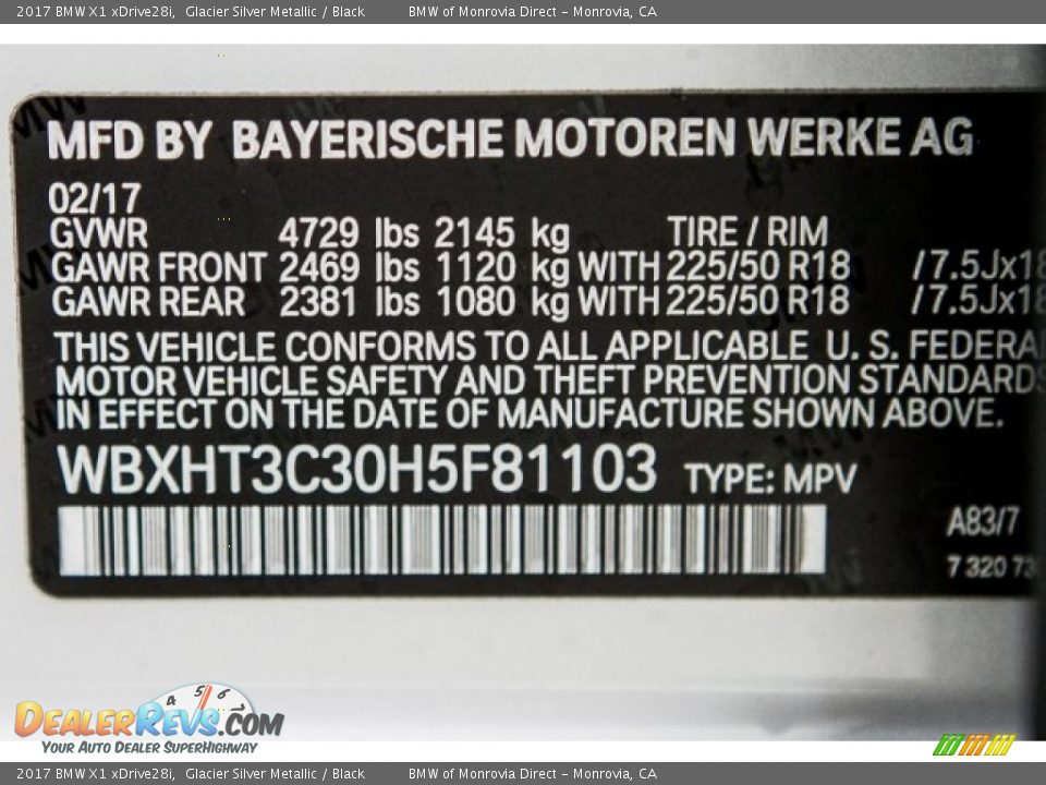 2017 BMW X1 xDrive28i Glacier Silver Metallic / Black Photo #11