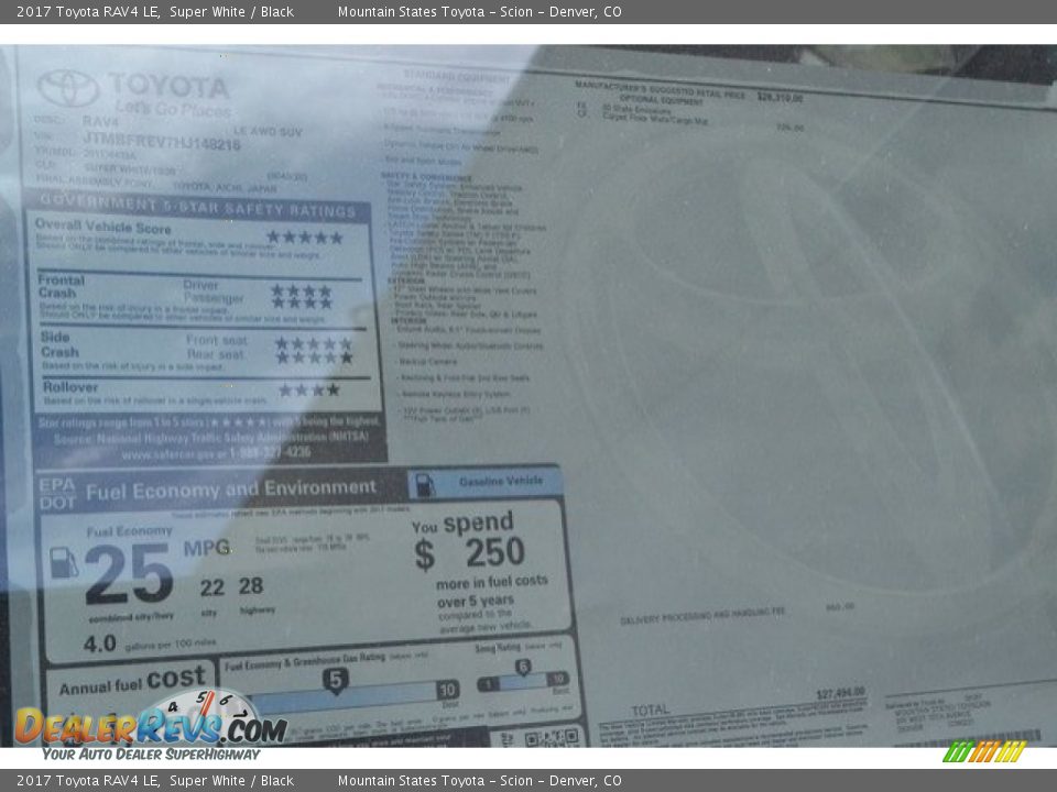 2017 Toyota RAV4 LE Super White / Black Photo #10