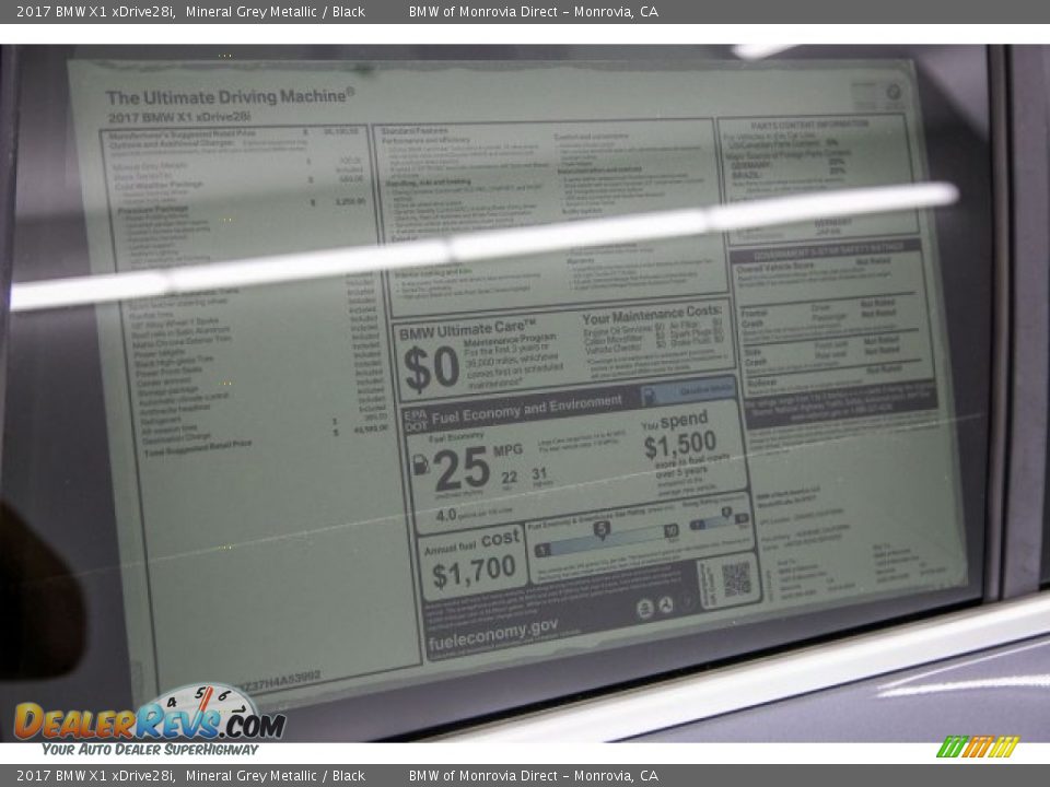 2017 BMW X1 xDrive28i Mineral Grey Metallic / Black Photo #10