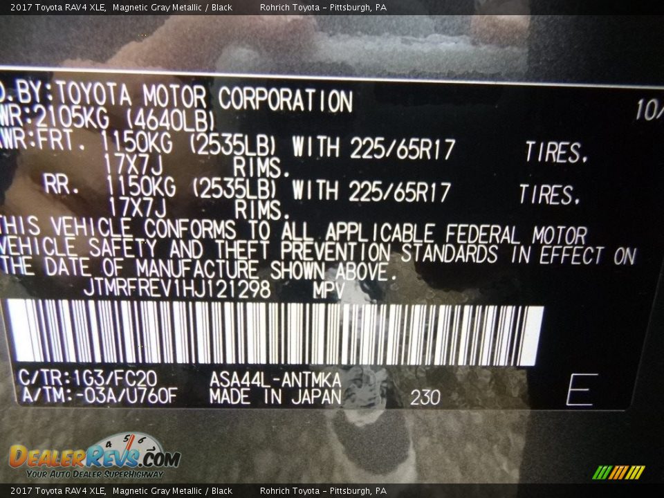 2017 Toyota RAV4 XLE Magnetic Gray Metallic / Black Photo #10